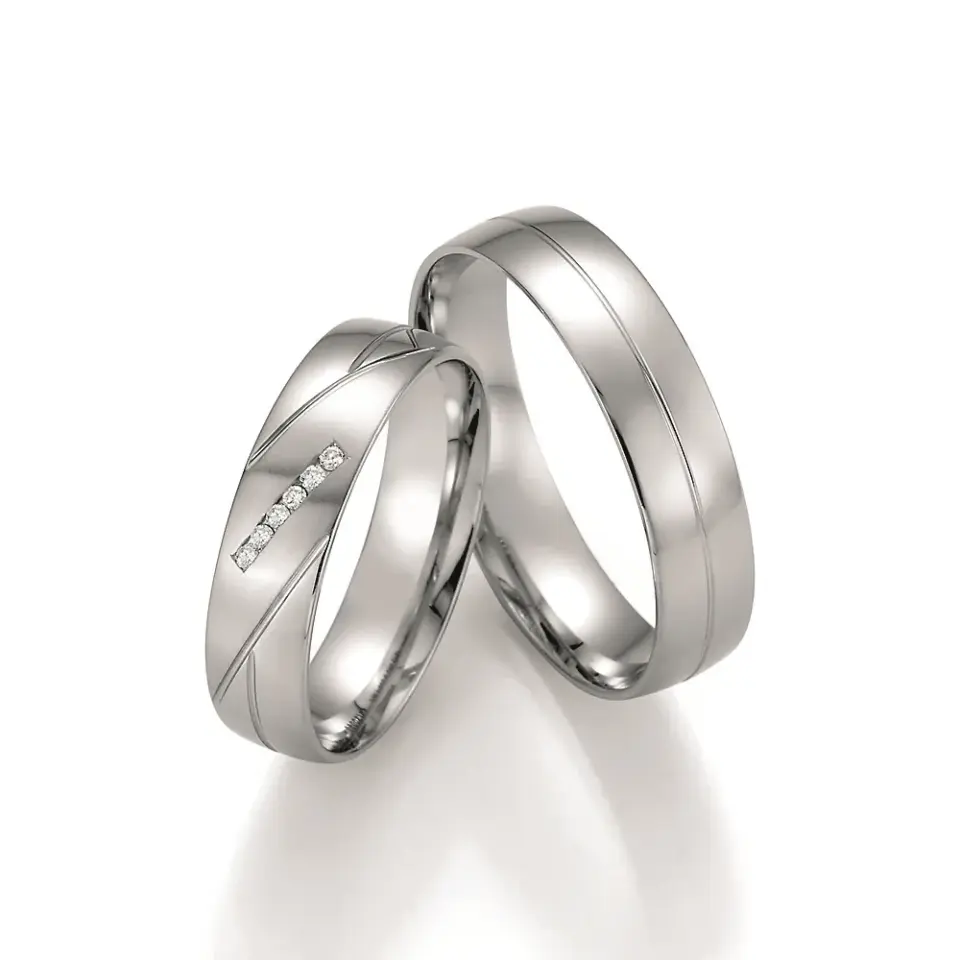 Alianzas de boda de paladio con diamantes