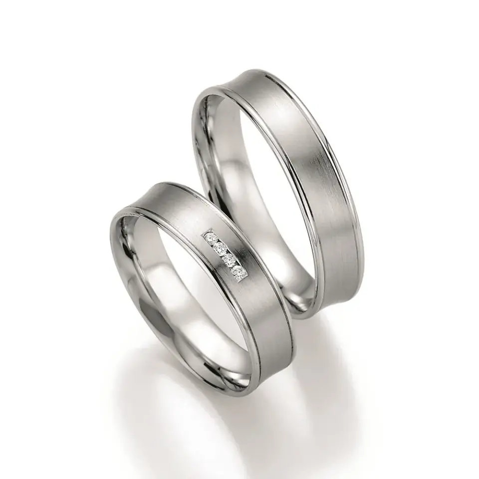 Alianzas de boda de paladio con diamantes