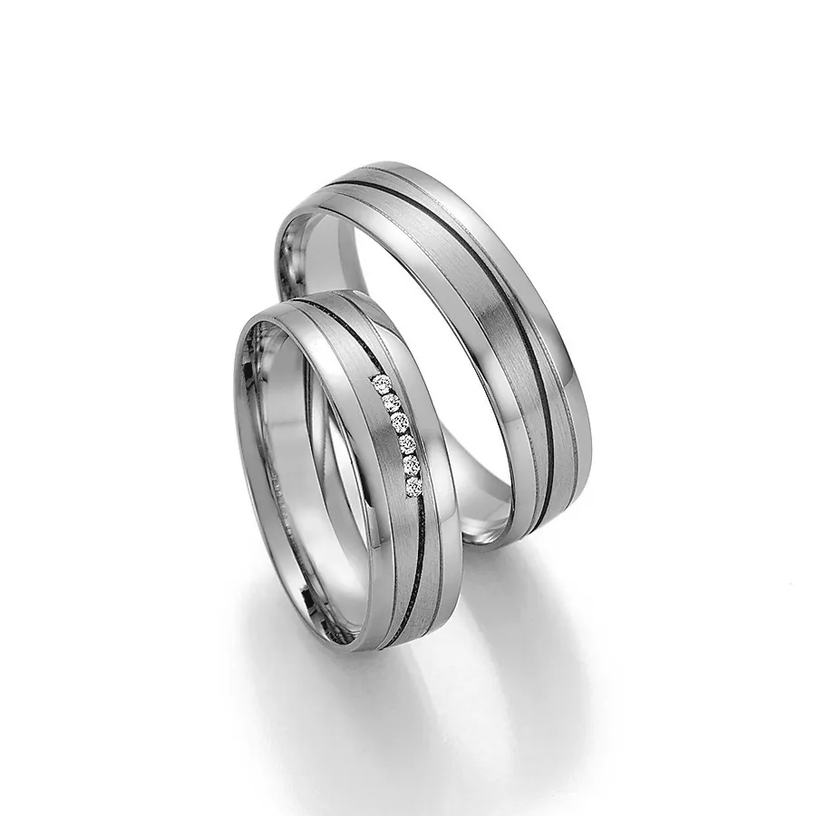 Alianzas de boda de paladio con diamantes