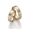 Alianzas de boda de oro amarillo y oro blanco con diamantes