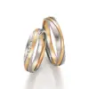 Alianzas de boda de oro blanco y oro amarillo con diamantes