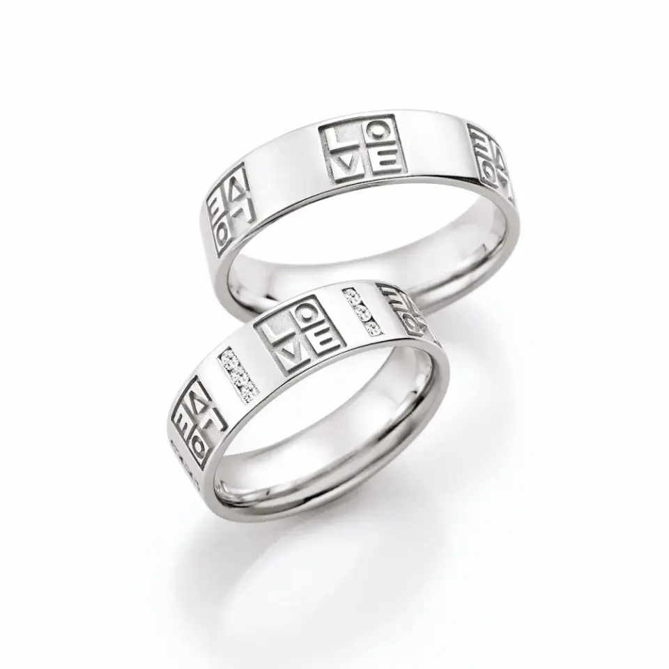 Alianzas de boda de paladio con diamantes
