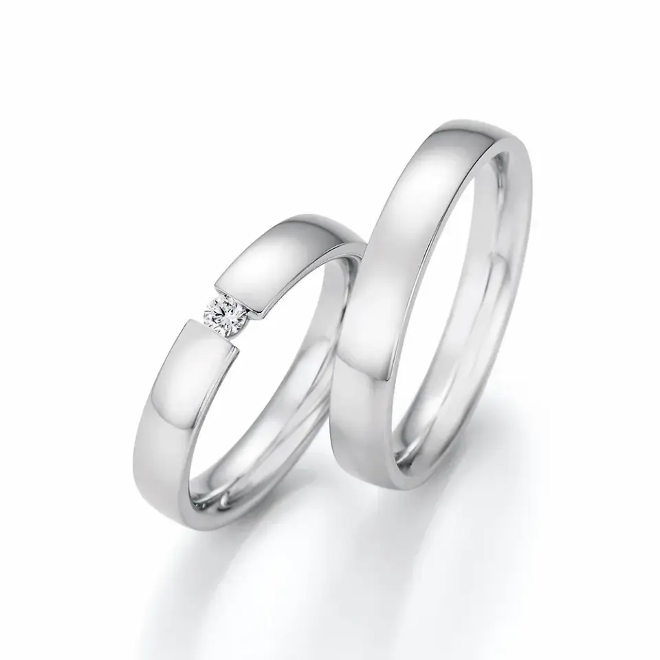 Alianzas de boda de paladio con diamante