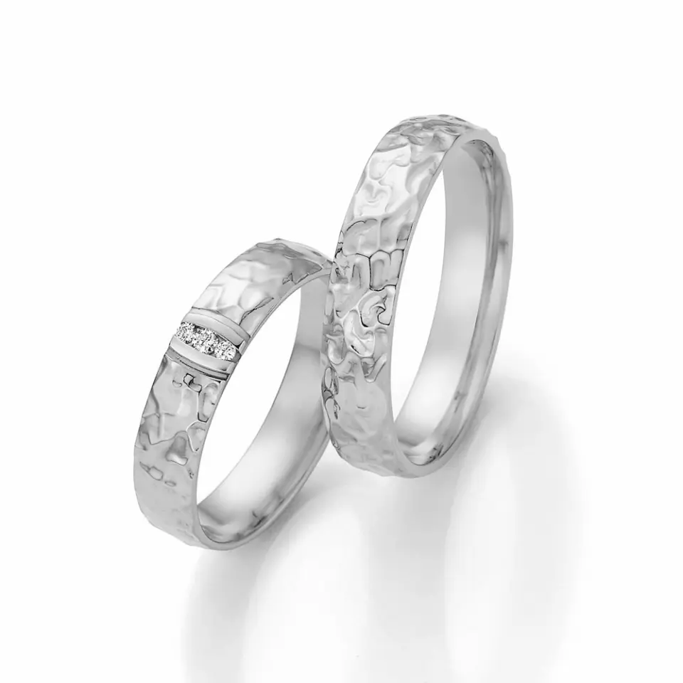 Alianzas de boda de paladio con diamantes