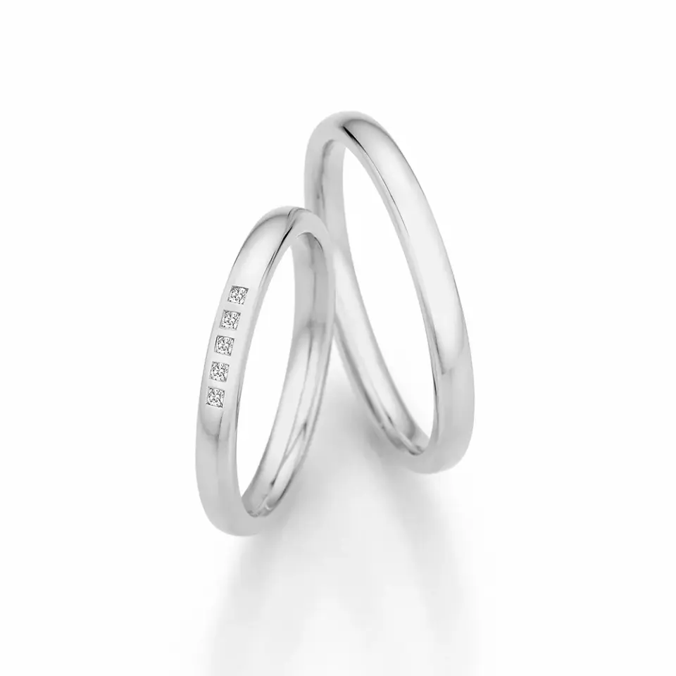 Alianzas de boda de paladio con diamantes