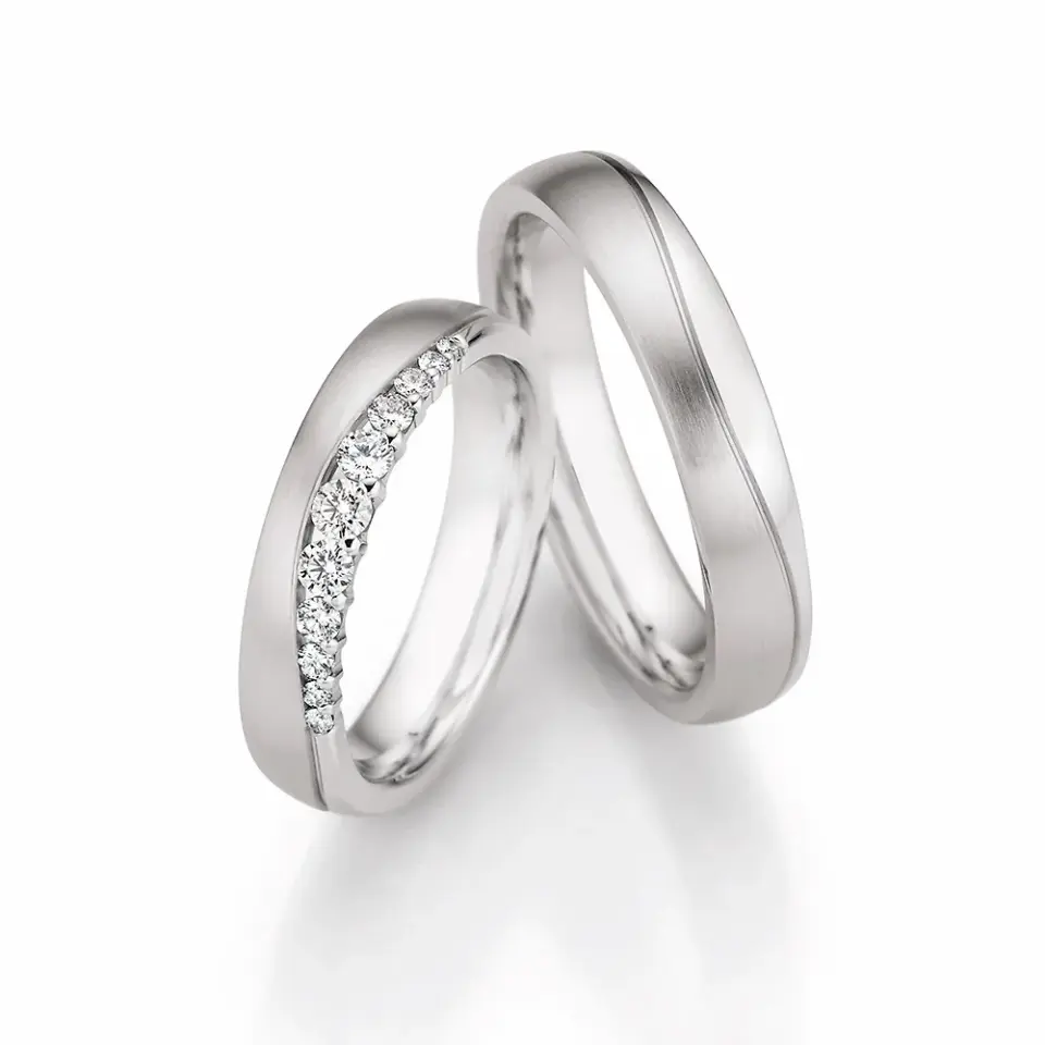 Alianzas de boda de paladio con diamantes
