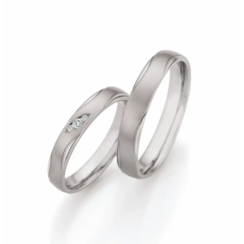 Alianzas de boda de paladio con diamantes