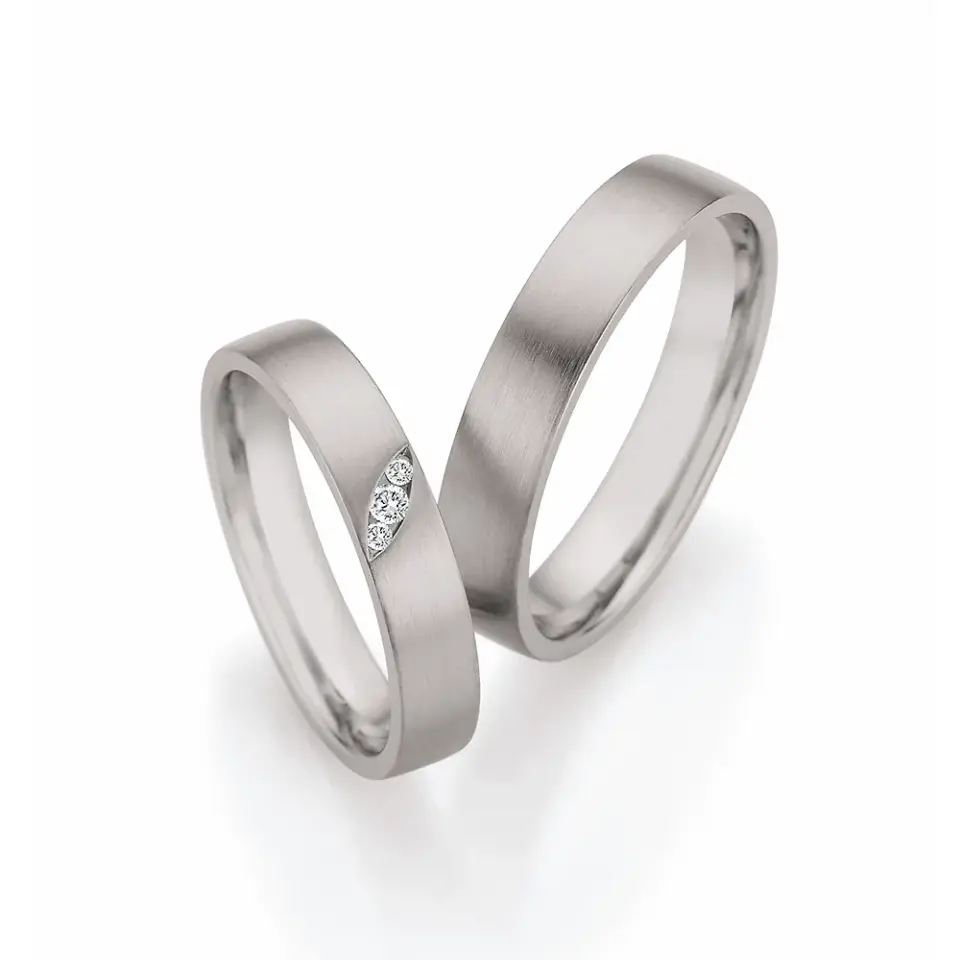 Alianzas de boda de paladio con diamantes