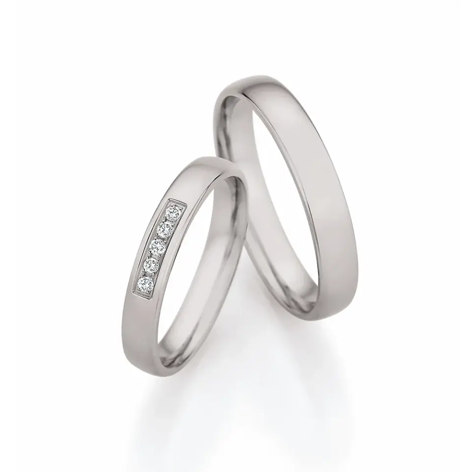 Alianzas de boda de paladio con diamantes