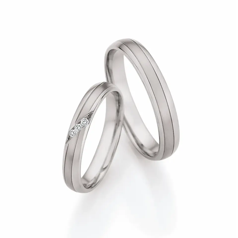 Alianzas de boda de paladio con diamantes