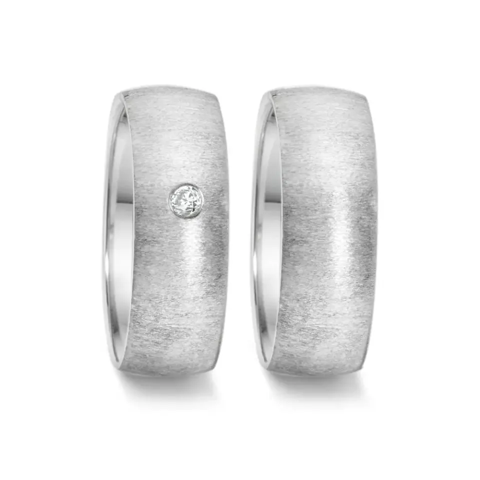 Alianzas de boda de acero con diamante