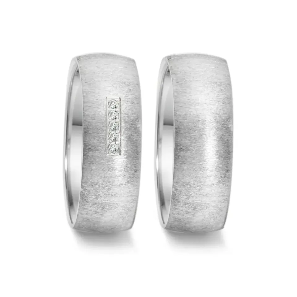Alianzas de boda de acero con diamantes