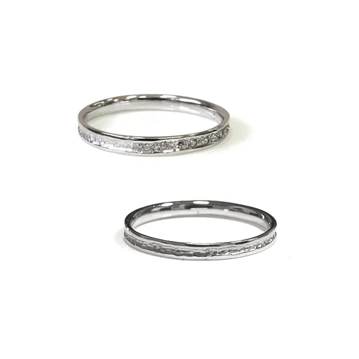 Alianzas de boda de oro blanco con diamantes