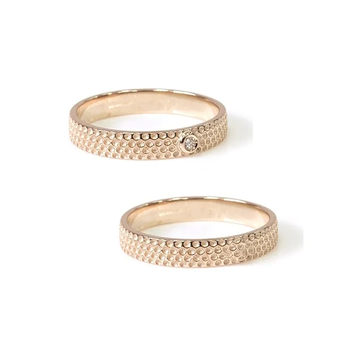 Alianzas de boda de oro rosado con diamante