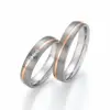 Alianzas de boda de titanio y oro rosado con diamantes
