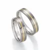 Alianzas de boda de titanio y oro amarillo con diamantes