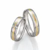 Alianzas de boda de titanio y oro amarillo con diamantes