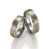Alianzas de boda de titanio y oro amarillo con diamantes