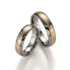 Alianzas de boda de titanio y oro amarillo con diamantes
