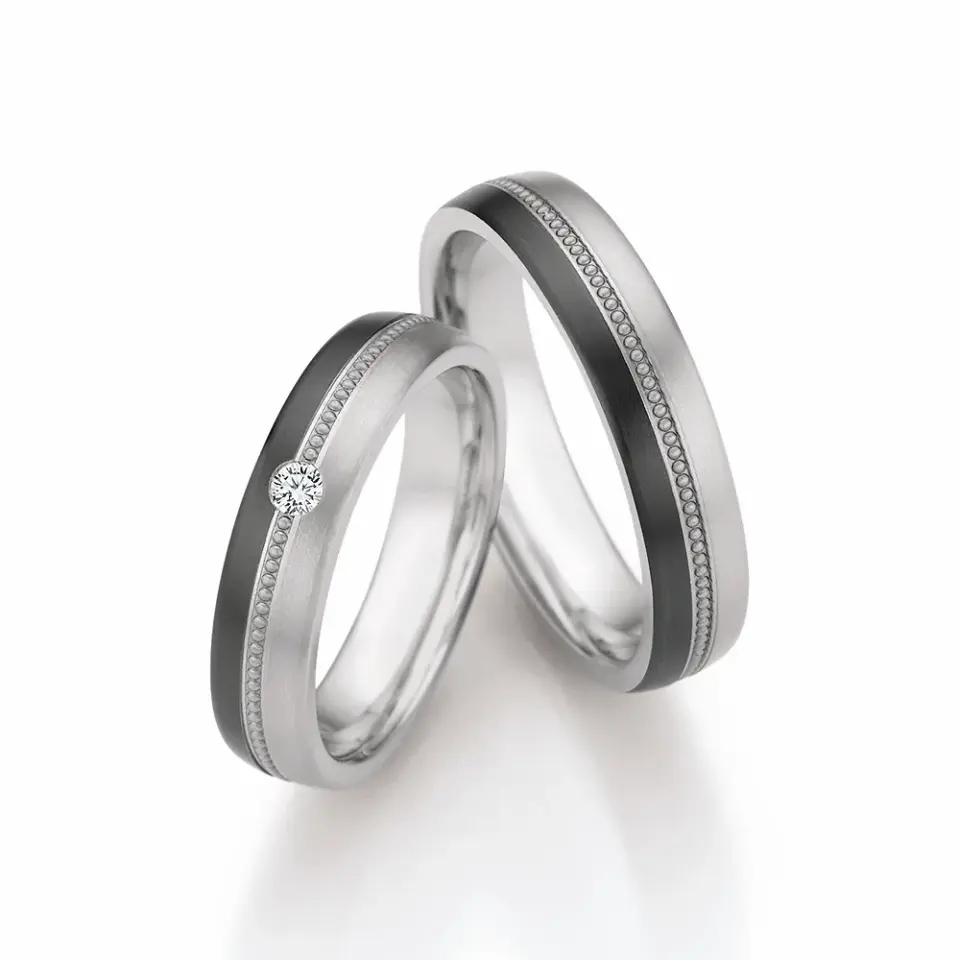 Alianzas de boda de titanio y zirconio con diamante