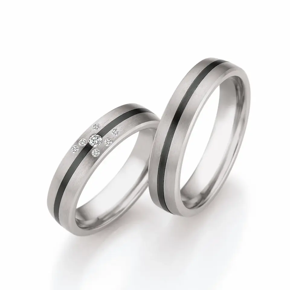 Alianzas de boda de titanio y zirconio con diamantes