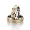 Alianzas de boda de acero y oro amarillo con diamante