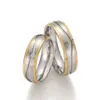 Alianzas de boda de acero y oro amarillo con diamante