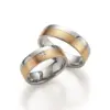 Alianzas de boda de acero y oro rosado con diamante