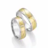 Alianzas de boda de acero y oro amarillo con diamantes