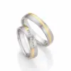 Alianzas de boda de acero y oro amarillo con diamantes