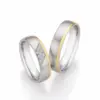 Alianzas de boda de acero y oro amarillo con diamantes