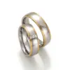 Alianzas de boda de acero y oro amarillo con diamantes