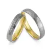 Alianzas de boda de tántalo y oro amarillo con diamantes