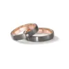 Alianzas de boda de tántalo y oro rosado con diamante