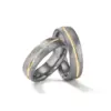 Alianzas de boda de tántalo y oro amarillo con diamantes