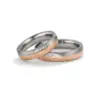 Alianzas de boda de tántalo y oro rosado con diamantes