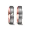 Alianzas de boda de tántalo y oro rosado con diamante