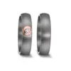 Alianzas de boda de tántalo y oro rosado con diamante