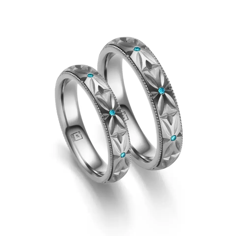 Alianzas de boda de tántalo con diamantes