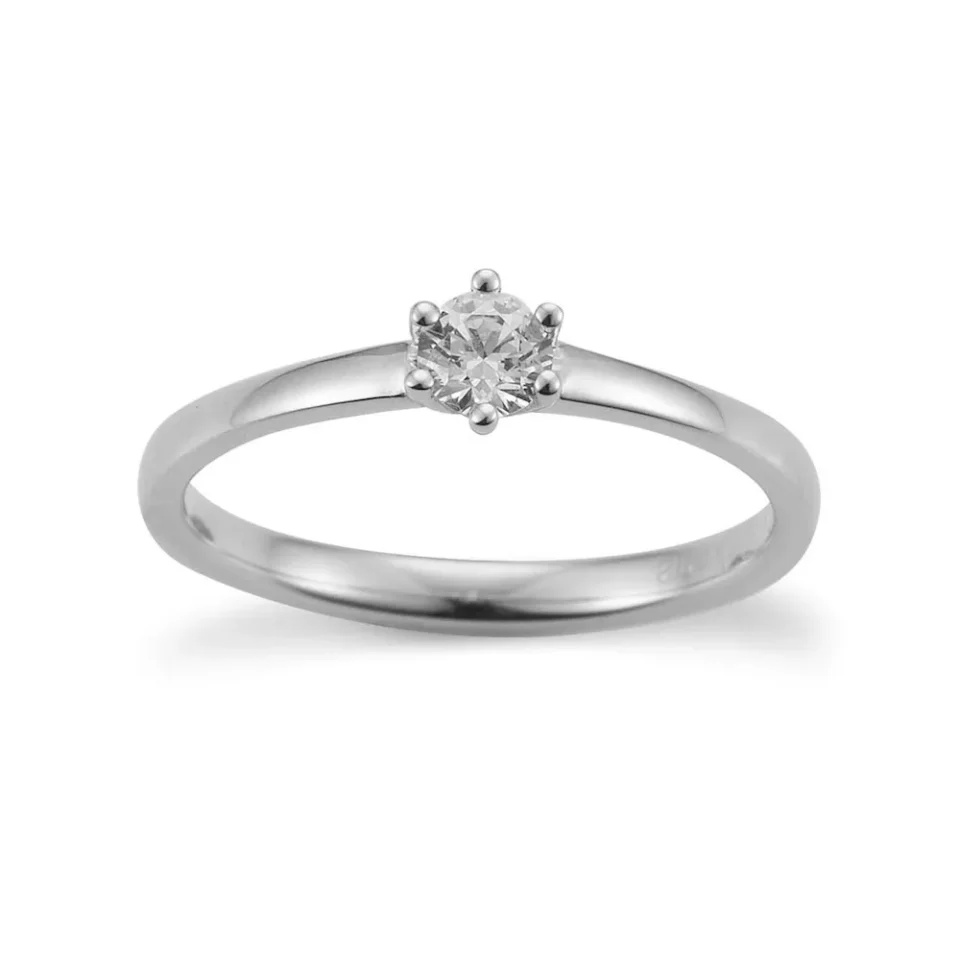 Anillo de compromiso de oro blanco con diamante