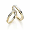 Alianzas de boda de platino y oro amarillo con diamantes