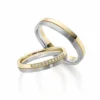Alianzas de boda de oro blanco y oro amarillo con diamantes