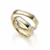 Alianzas de boda de platino y oro amarillo con diamantes