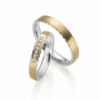 Alianzas de boda de oro amarillo y oro blanco con diamantes