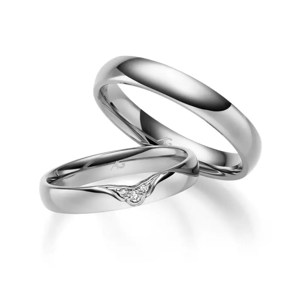 Alianzas de boda de oro blanco con diamantes