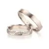 Alianzas de boda de oro champagne con diamantes