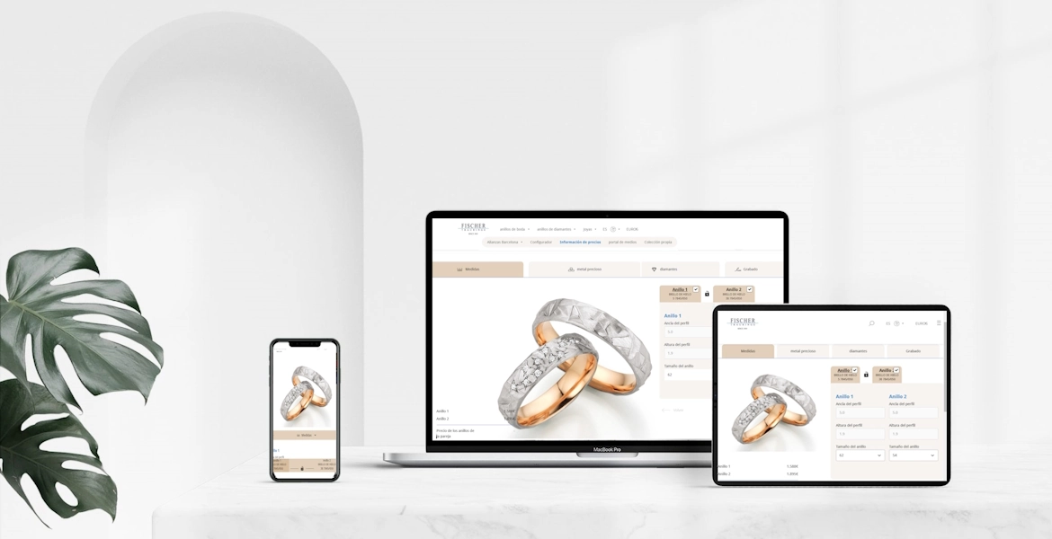 Configurador 3D de alianzas de boda personalizadas