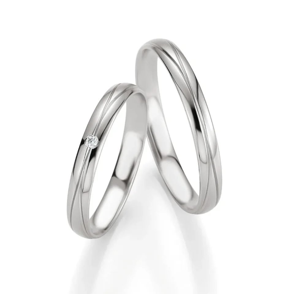 Alianzas de boda de paladio con diamante