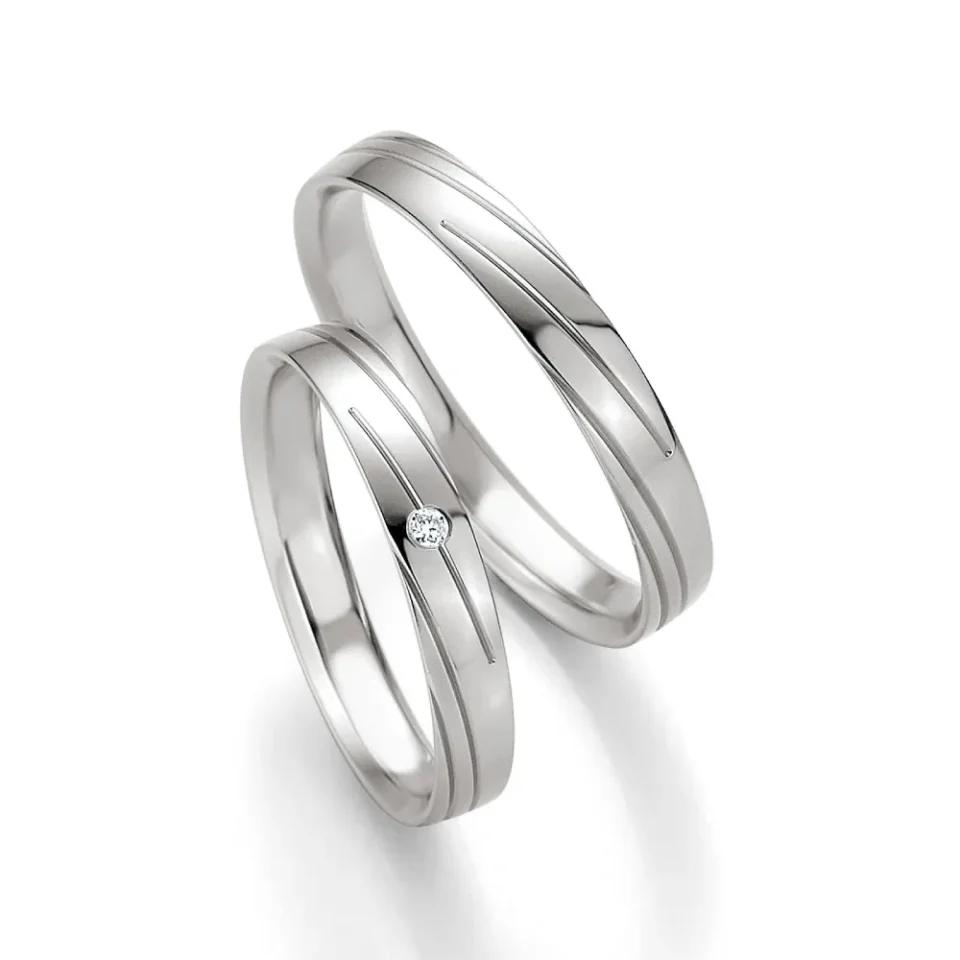 Alianzas de boda de paladio con diamante