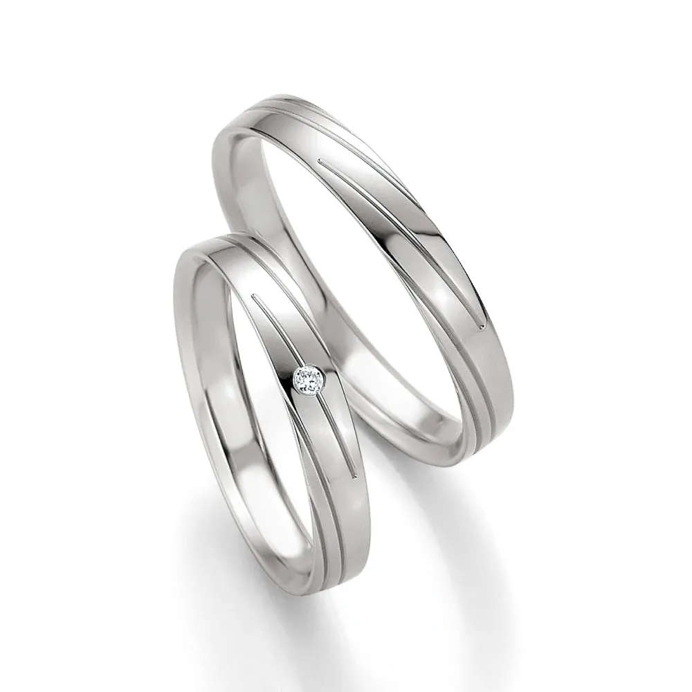 Alianzas de boda de paladio con diamante